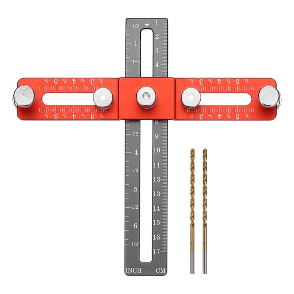 Uxcell Adjustable Cabinet Hardware Jig Cabinet Handle Template Tool Straight Alignment Holes Drill Guide for Handles and Pulls on Drawers or Doors, Orange