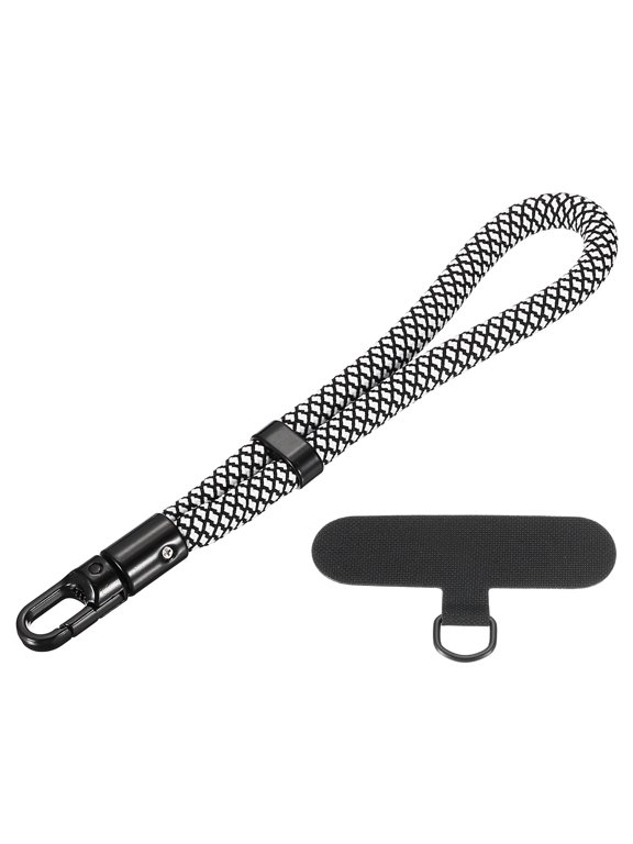 Adjustable Cell Phone Lanyard Strap, Hand Wrist Strap Lanyard with Tether Tabs Cellphone Keychain Wrist for Smartphones Key Chain Women and Men, Black/White
