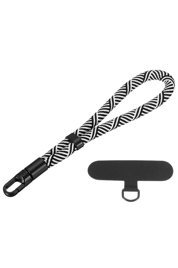 Adjustable Cell Phone Lanyard Strap, Hand Wrist Strap Lanyard with Tether Tabs Cellphone Keychain Wrist for Smartphones Key Chain Women and Men, White/Black