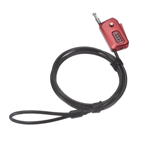 Uxcell Adjustable Combination Cable Lock, (6 Ft, Red), 4 Digit Combination Retractable Steel Security Cable Padlock for Luggage Helmet Suitcase Trail Camera Kayak Outdoor Bike Scooter