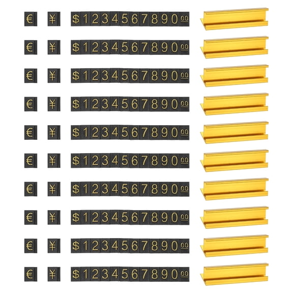 Uxcell Adjustable Cube Price Tags Display Gold Tone Alloy Counter Stand, Hundred Thousand Digit, 10 Set