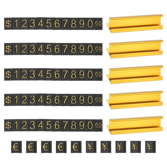 Uxcell Adjustable Cube Price Tags Display Gold Tone Alloy Counter Stand, Hundred Thousand Digit, 5 Set