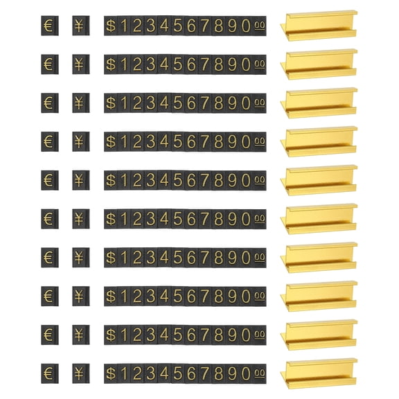 Uxcell Adjustable Cube Price Tags Display Gold Tone Alloy Counter Stand, Thousand Digit, 15 Set