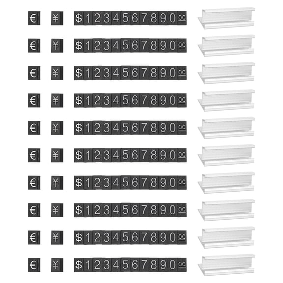 Uxcell Adjustable Cube Price Tags Display Silver Tone Alloy Counter Stand, Thousand Digit, 15 Set