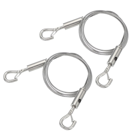 Uxcell Adjustable Hanging Wires Kit Heavy Duty Stainless Steel Wire Rope with Double Hooks 100mm