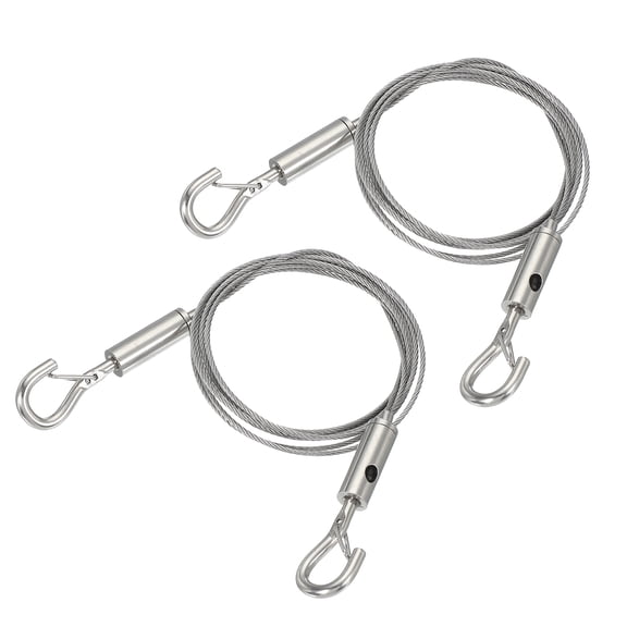 Uxcell Adjustable Hanging Wires Kit Heavy Duty Stainless Steel Wire Rope with Double Hooks 150mm
