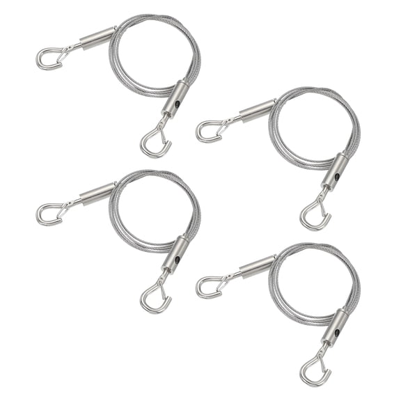 Uxcell Adjustable Hanging Wires Kit, Heavy Duty Stainless Steel Wire Rope with Double Hooks for Picture Photo Light LED Screen 100mm