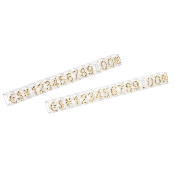 Uxcell Adjustable Mini Cube Price Tag Display Number Gold on Clear,3.8x6.9mm,16 sets