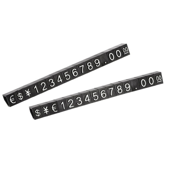 Uxcell Adjustable Mini Cube Price Tag Display Number Silver on Black,3.8x6.9mm,16 sets