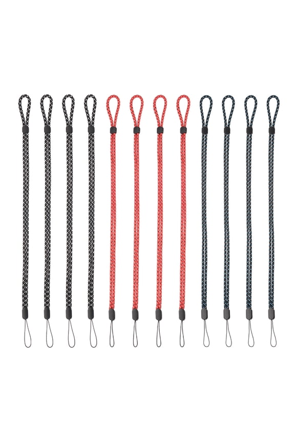 Adjustable Neck Lanyard, 12 Pcs Neck Strap Lanyard, Long Thin Keychain String Wristlet Straps for Cell Phone Key, Black Jacquard/Red Jacquard/Blue Jacquard