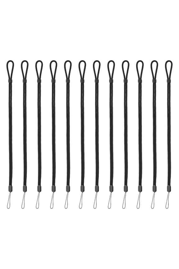 Adjustable Neck Lanyard, 12 Pcs Neck Strap Lanyard, Long Thin Keychain String Wristlet Straps for Cell Phone Key, Black