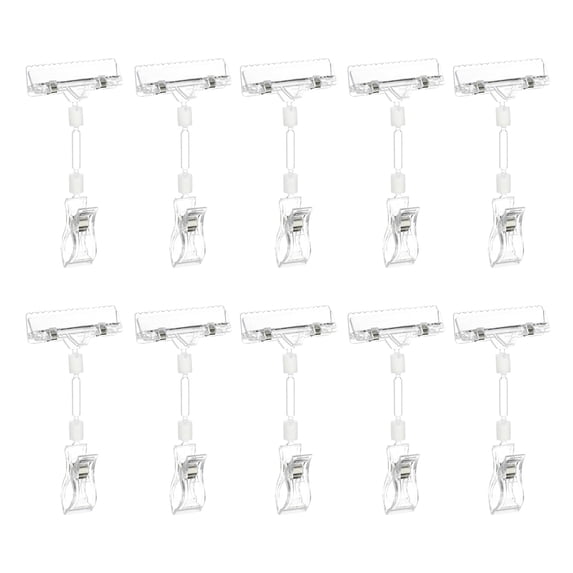 Uxcell Adjustable Plastic Sign Clip 160mm 360 Degree Rotatable Bending Merchandise Clip for Store, Office,Clear 12 Pack