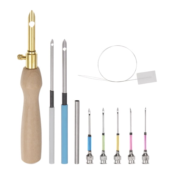 Uxcell Adjustable Punch Needle Kits, 8 Sizes Wooden Handle Embroidery Pens