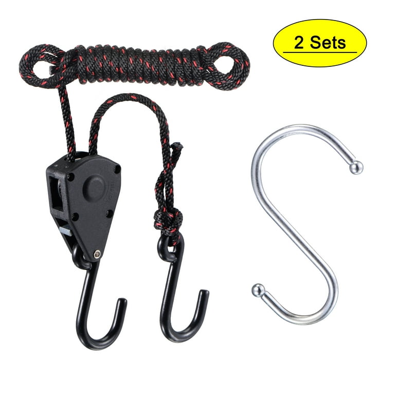 Uxcell Adjustable Rope Hanger 1/8 75lb with Plastic S Hook, 2 Set
