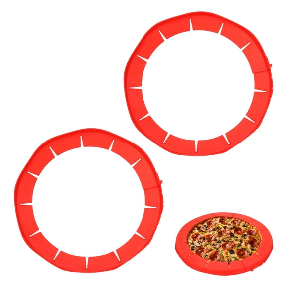Uxcell Adjustable Silicone Pie Crust Shields 2Pcs, Baking Protectors Cover Ring Crust Edges Prevents Edges from Burning- for 8-11.4" Baking Pie Pizza Pans Bake Oven Microwave, Red