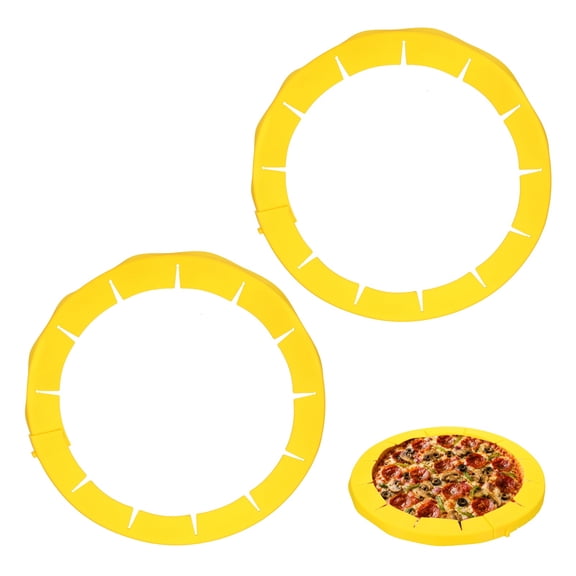 Uxcell Adjustable Silicone Pie Crust Shields 2Pcs, Baking Protectors Cover Ring Crust Edges Prevents Edges from Burning- for 8-11.4" Baking Pie Pizza Pans Bake Oven Microwave, Yellow