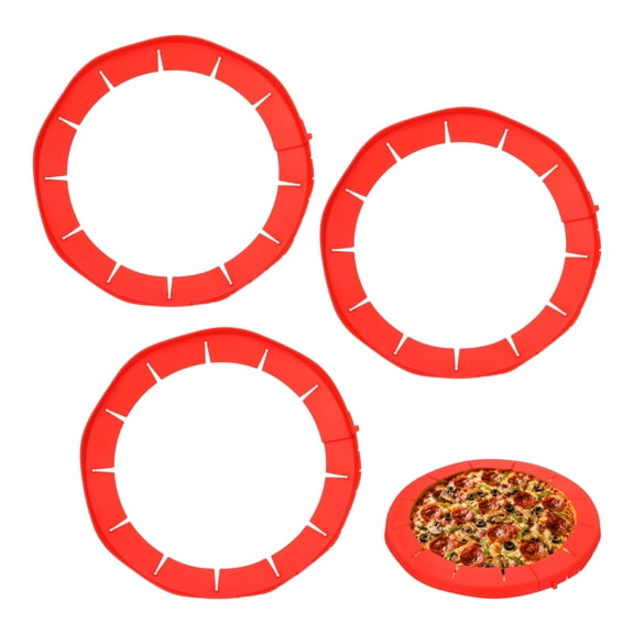 Uxcell Adjustable Silicone Pie Crust Shields 3Pcs, Baking Protectors Cover Ring Crust Edges Prevents Edges from Burning- for 8-11.4" Baking Pie Pizza Pans Bake Oven Microwave, Red