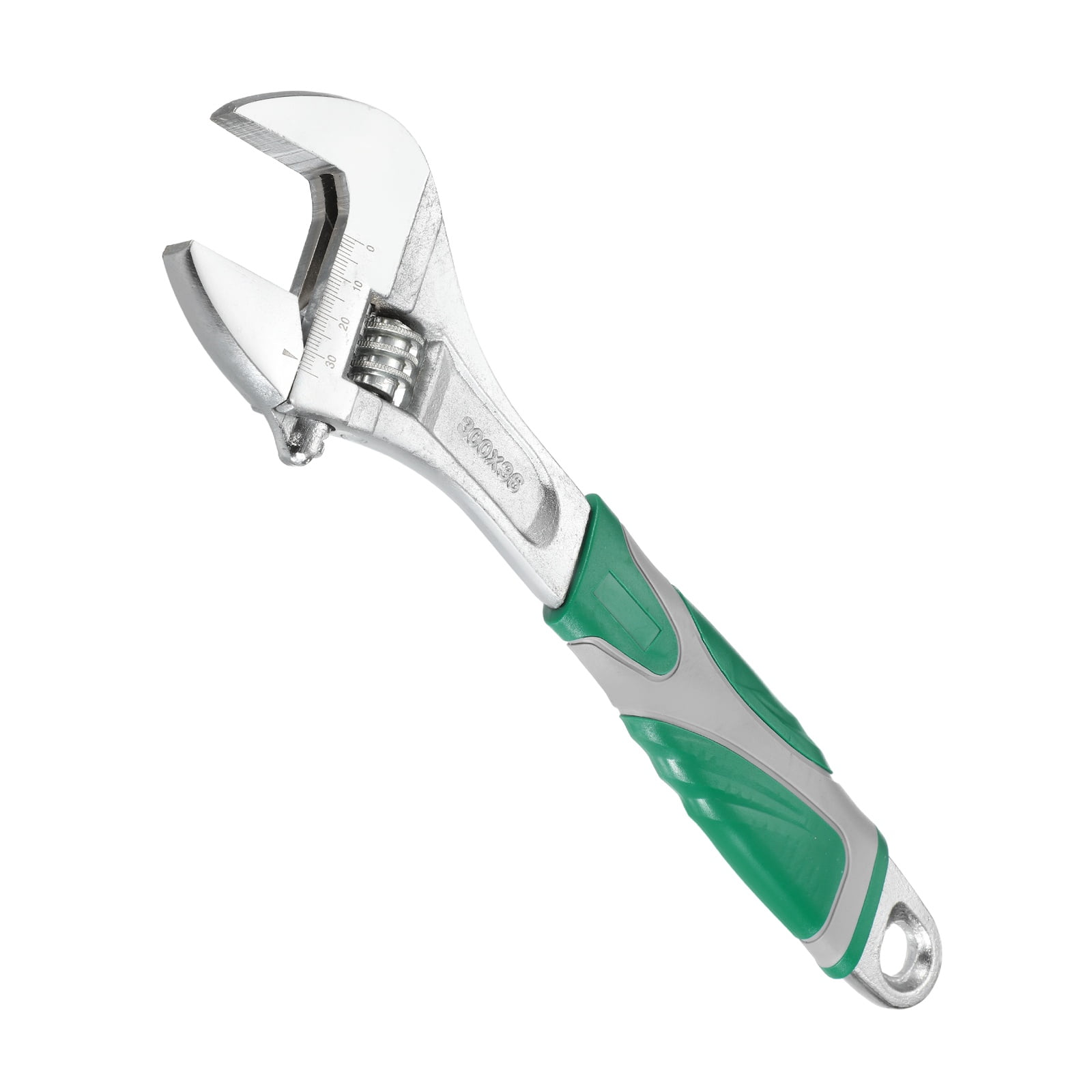 Uxcell Adjustable Wrench 10" High Carbon Steel Industrial Wide Jaw Wrench Adjustable Repairs Spanner Tool with Graduated Scale for Home Garage Workshop Plumbing, Green-Gray