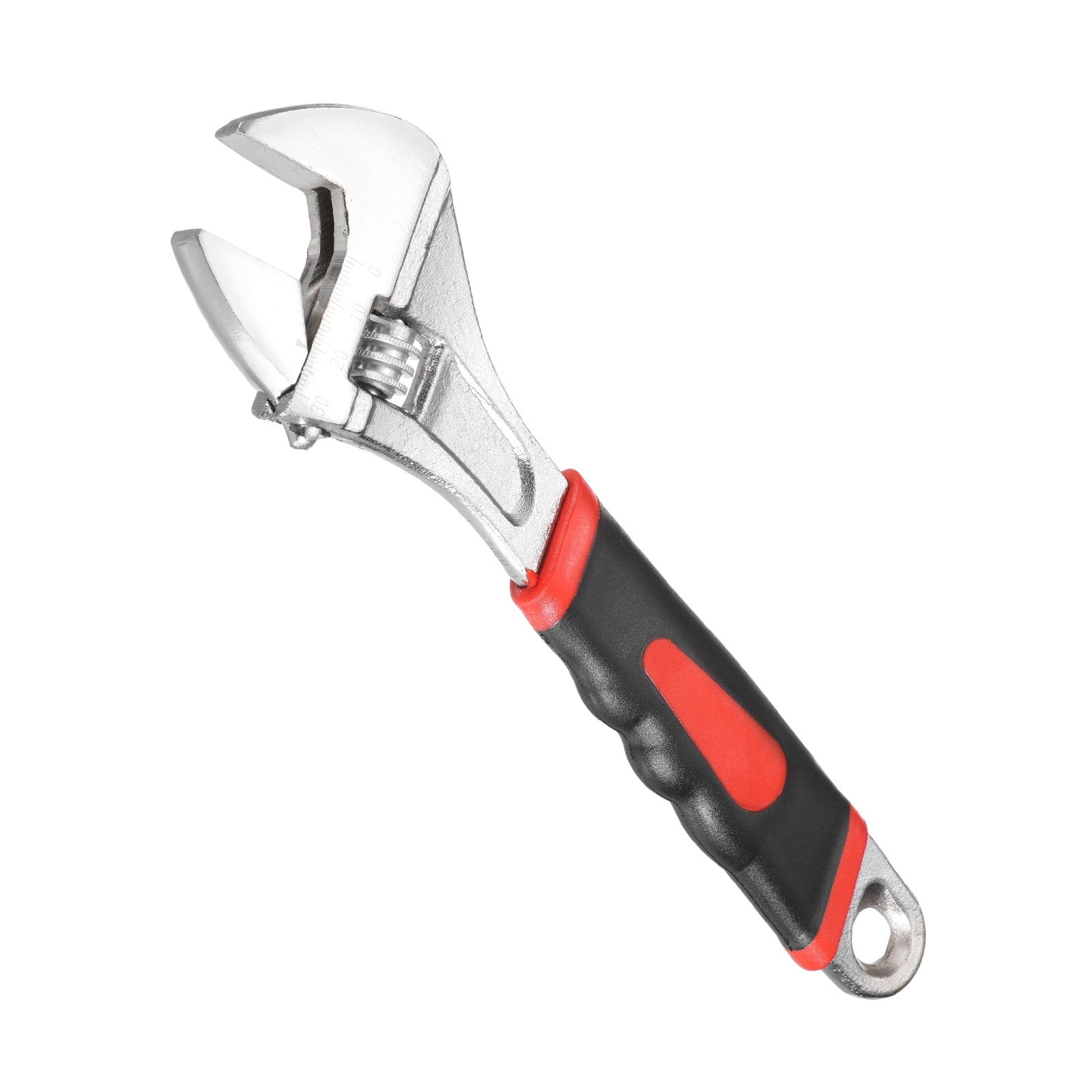 Uxcell Adjustable Wrench 10" High Carbon Steel Industrial Wide Jaw Wrench Adjustable Repairs Spanner Tool with Graduated Scale for Home Garage Workshop Plumbing, Red-Black
