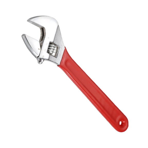 Uxcell Adjustable Wrench 10" High Carbon Steel Industrial Wide Jaw Wrench Adjustable Repairs Spanner Tool with Graduated Scale for Home Garage Workshop Plumbing, Red