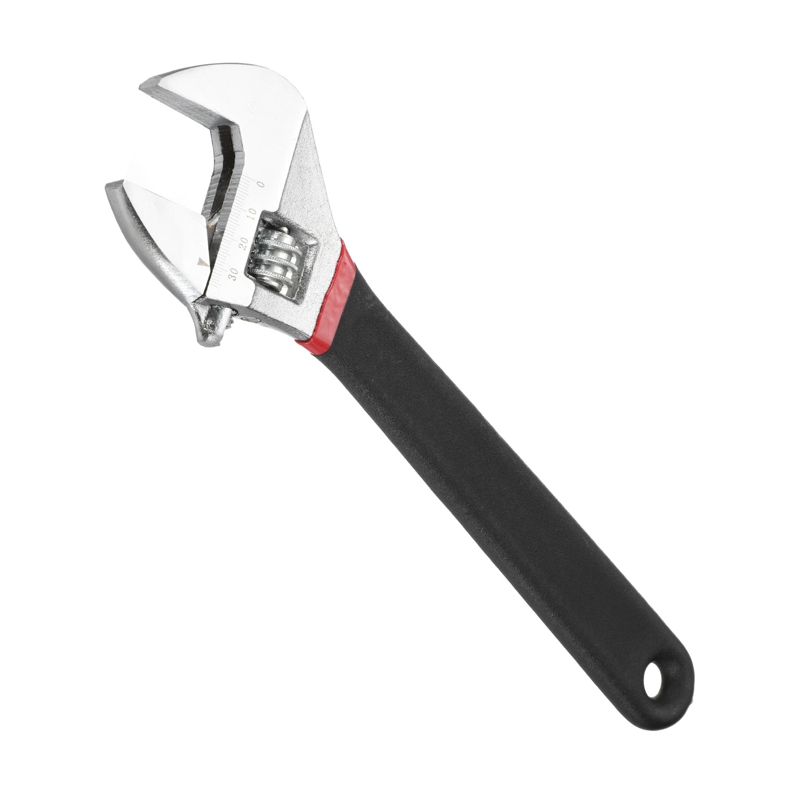 Uxcell Adjustable Wrench 12" High Carbon Steel Industrial Wide Jaw Wrench Adjustable Repairs Spanner Tool with Graduated Scale for Home Garage Workshop Plumbing, Black-Red