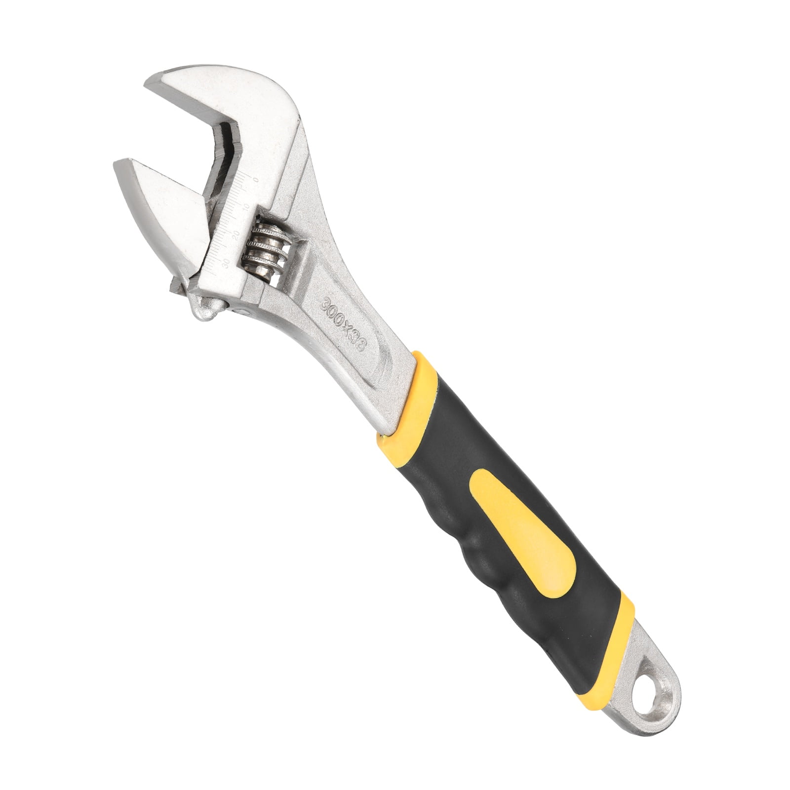 Uxcell Adjustable Wrench 12" High Carbon Steel Industrial Wide Jaw Wrench Adjustable Repairs Spanner Tool with Graduated Scale for Home Garage Workshop Plumbing, Yellow-Black