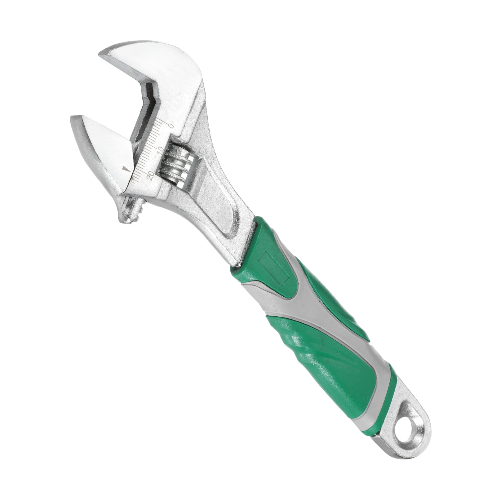Uxcell Adjustable Wrench 6" High Carbon Steel Industrial Wide Jaw Wrench Adjustable Repairs Spanner Tool with Graduated Scale for Home Garage Workshop Plumbing, Green-Gray
