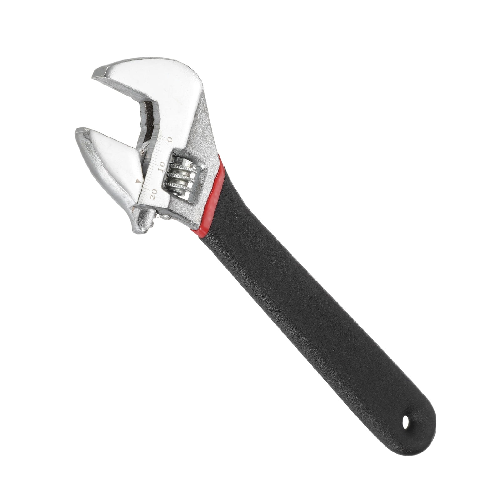 Uxcell Adjustable Wrench 8" High Carbon Steel Industrial Wide Jaw Wrench Adjustable Repairs Spanner Tool with Graduated Scale for Home Garage Workshop Plumbing, Black-Red