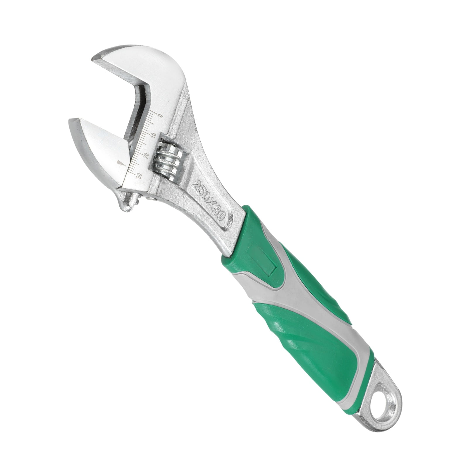 Uxcell Adjustable Wrench 8" High Carbon Steel Industrial Wide Jaw Wrench Adjustable Repairs Spanner Tool with Graduated Scale for Home Garage Workshop Plumbing, Green-Gray