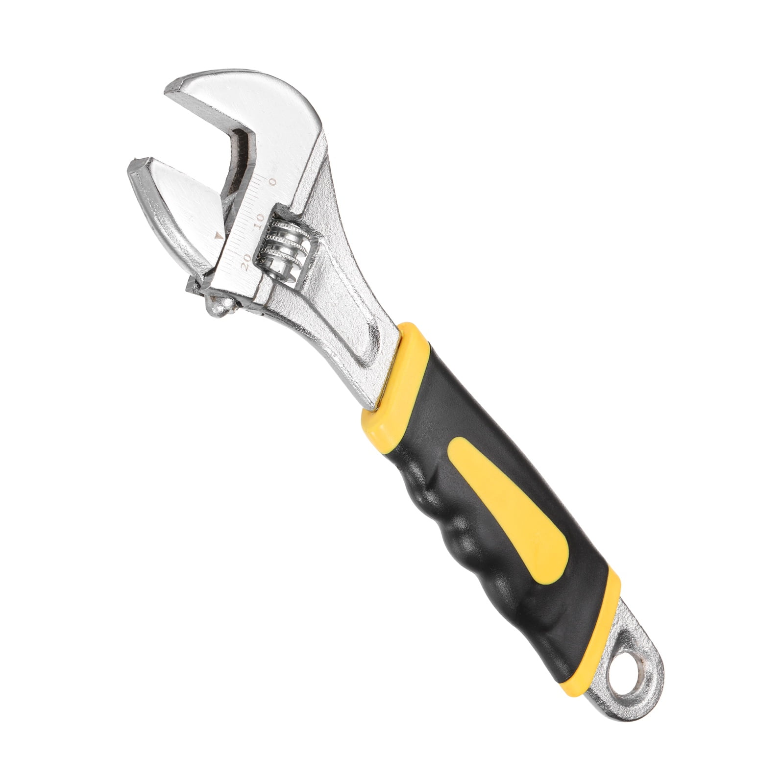 Uxcell Adjustable Wrench 8" High Carbon Steel Industrial Wide Jaw Wrench Adjustable Repairs Spanner Tool with Graduated Scale for Home Garage Workshop Plumbing, Yellow-Black