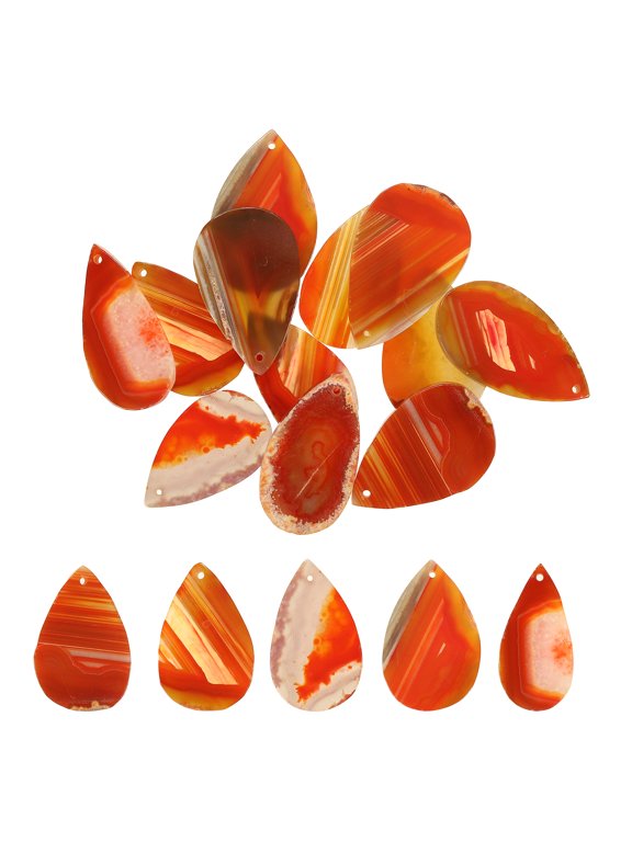 Agate Slices - Red 12 Pcs Natural Irregular Geode Agate with Holes Healing Crystals Geode Stones, [for DIY Jewelry Making Home Decoration]