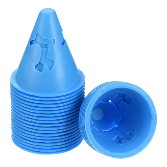 Uxcell Agility Cones Sports Cones Training Marker with Exercise Holes, Blue 50 Pack