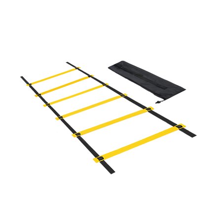 Uxcell Agility Ladder 6 Rung 3.0m/10ft with Carry Bag Speed Training, Black Yellow