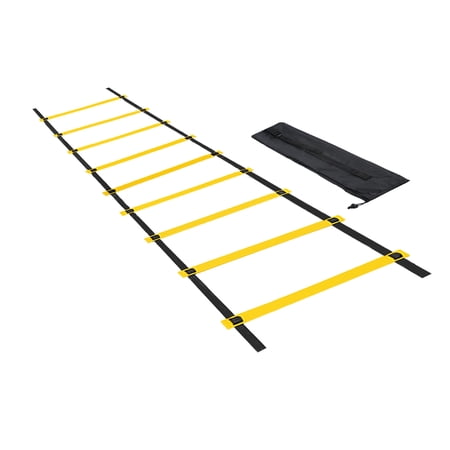 Uxcell Agility Ladder 9 Rung 5m/16ft with Carry Bag Speed Training, Black Yellow