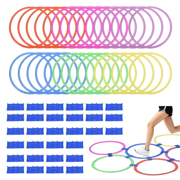 Uxcell Agility Rings, 30Pcs Speed Training Rings 6 Colors Plastic Exercise Speed Circle Jumping Hoops for Gymnastic Sport Soccer Practice Game(Red/Yellow/Blue/Green/Pink/Purple, 15 Inch)