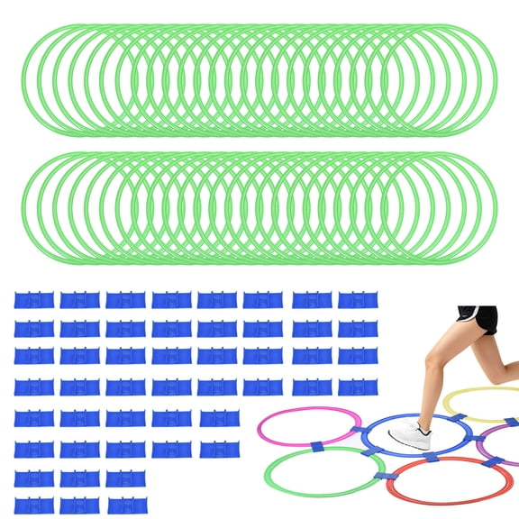 Uxcell Agility Rings, 48Pcs Speed Training Rings 6 Colors Plastic Exercise Speed Circle Jumping Hoops for Gymnastic Sport Soccer Practice Game(Green, 15 Inch)
