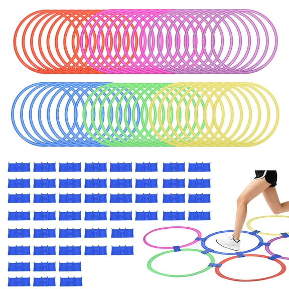 Uxcell Agility Rings, 48Pcs Speed Training Rings 6 Colors Plastic Exercise Speed Circle Jumping Hoops for Gymnastic Sport Soccer Practice Game(Red/Yellow/Blue/Green/Pink/Purple, 15 Inch)