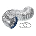 thumbnail image 1 of Uxcell Air Aluminum Ducting 6.5 Inch 3.28 Feet Non Insulated Aluminum Ducting with 2 Clamps for HVAC Ventilation, 1 of 4