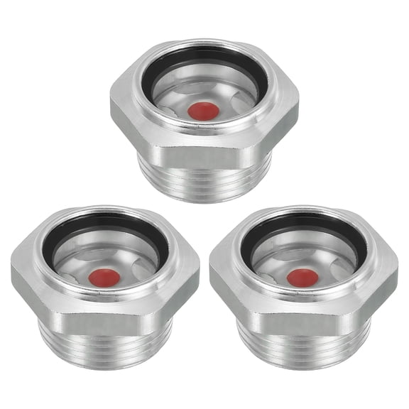 Uxcell Air Compressor Oil Sight Glass, 1" NPT Male Thread Aluminum Alloy Oil Liquid Level Parts with O-ring 3 Pcs