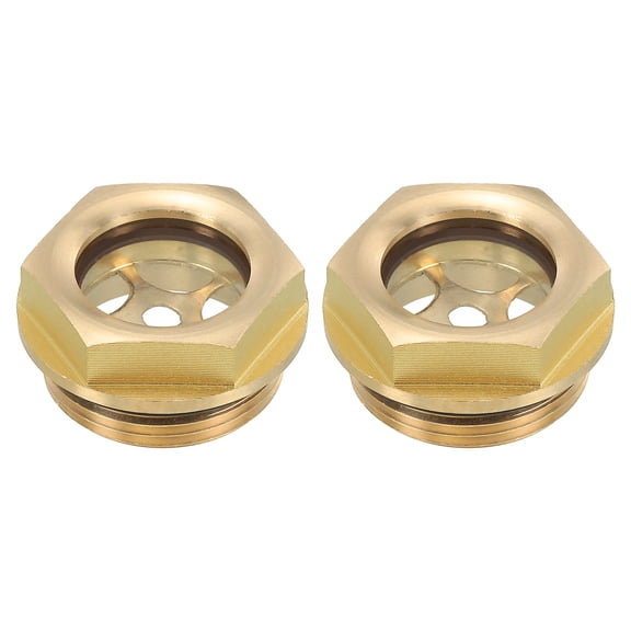 Uxcell Air Compressor Oil Sight Glass, 2 Pack M27*1.5 Brass Oil Liquid Level Gauge