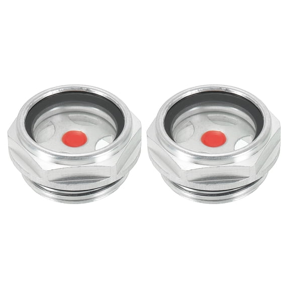 Uxcell Air Compressor Oil Sight Glass, M33x2 Male Thread Aluminum Alloy Oil Liquid Level Parts with O-ring 2 Pack