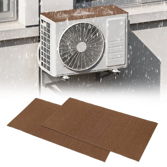 Uxcell Air Conditioner Drip Cushion 24" x 12" x 5/32", 2Pcs Self-Adhesive AC Rain Cover Air Conditioner Top Pad for Reducing Dropping Noise Window AC Units, Brown