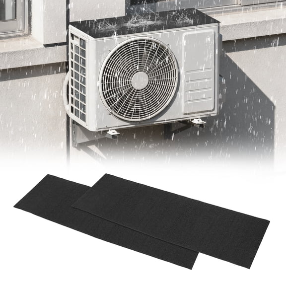 Uxcell Air Conditioner Drip Cushion 39" x 12" x 5/32", 2Pcs Self-Adhesive AC Rain Cover Air Conditioner Top Pad for Reducing Dropping Noise Window AC Units, Black