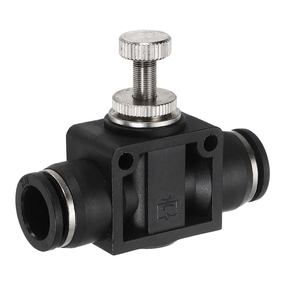 Uxcell Air Flow Control Valve 1/2 In-Line Push to Connect Air Line Fitting Black