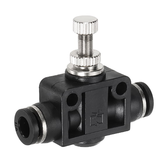 Uxcell Air Flow Control Valve 1/4 In-Line Push to Connect Air Line Fitting Black