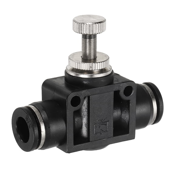Uxcell Air Flow Control Valve 3/8 In-Line Push to Connect Air Line Fitting Black