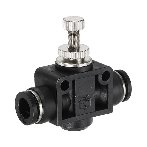 Uxcell Air Flow Control Valve 5/16 In-Line Push to Connect Air Line Fitting Black
