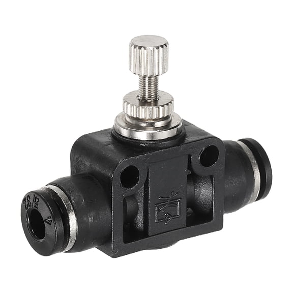 Uxcell Air Flow Control Valve 5/32 In-Line Push to Connect Air Line Fitting Black