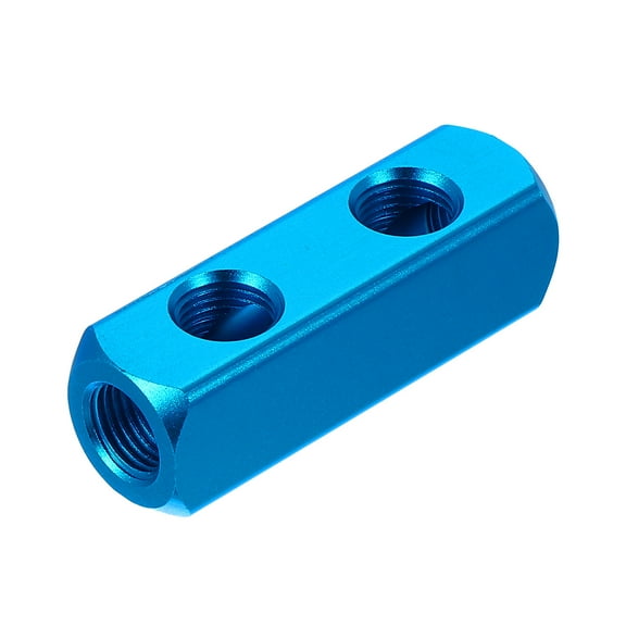Uxcell Air Manifold, 2 Way 5 Port PT 1/4" Air Hose Inline Manifold Block Splitter, Blue