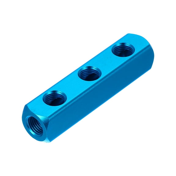 Uxcell Air Manifold, 3 Way 6 Port PT 1/4" Air Hose Inline Manifold Block Splitter, Blue